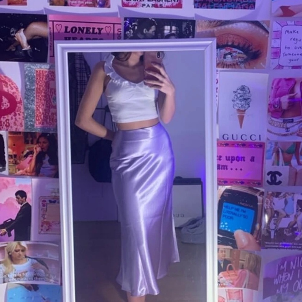 Satin Lavender Skirt